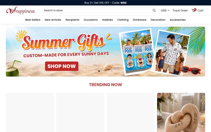 Screenshot of wrappiness.co