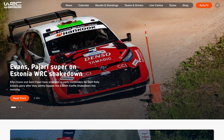 Екранна снимка на wrc.com