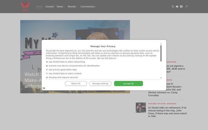 Screenshot of wrestleview.com