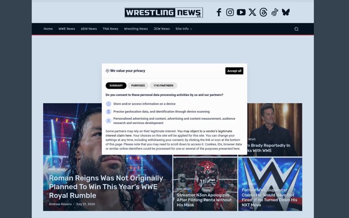 Screenshot di wrestlingnews.co