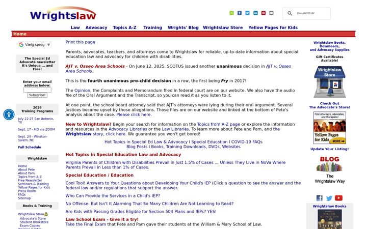 Screenshot of wrightslaw.com