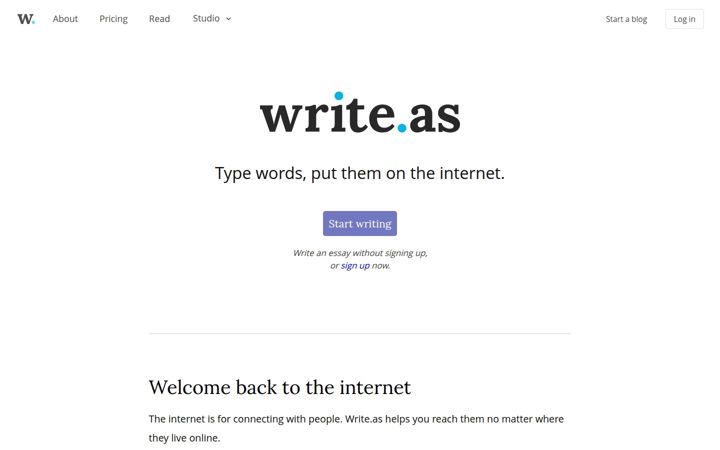 Screenshot of write.as