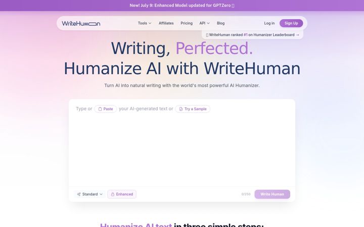 Ekraanipilt saidist writehuman.ai