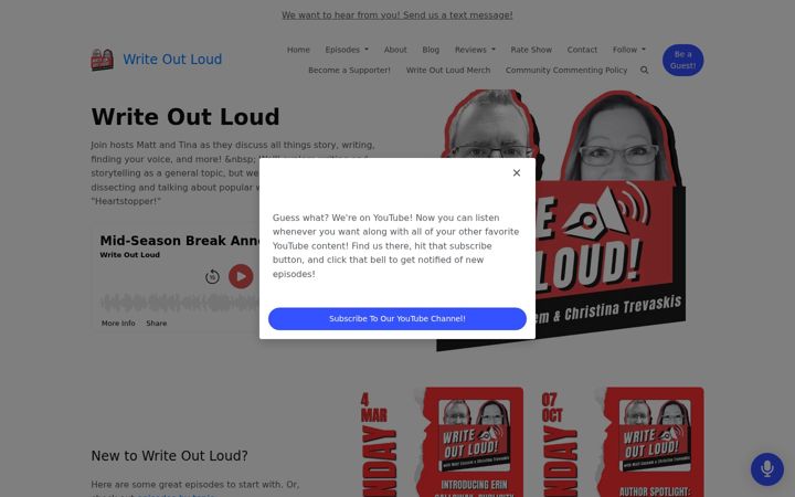 Ekrano kopija writeoutloudpod.com
