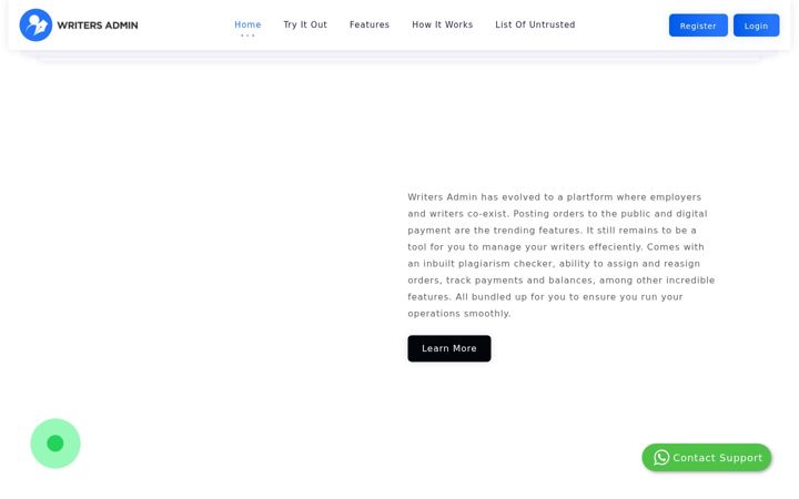 Screenshot of writersadmin.com
