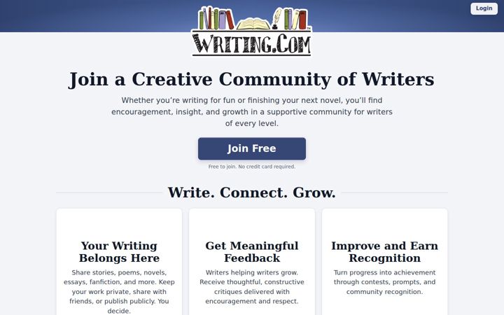 Skärmbild av writing.com