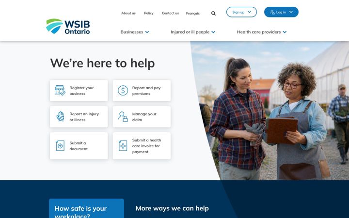 Screenshot of wsib.ca