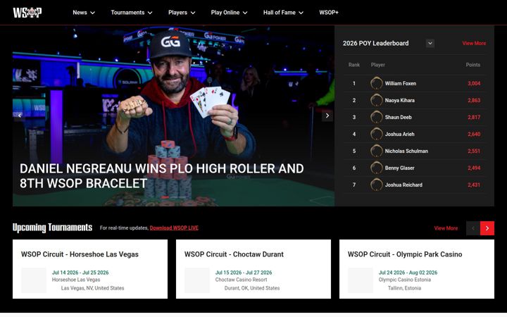 Skärmbild av wsop.com