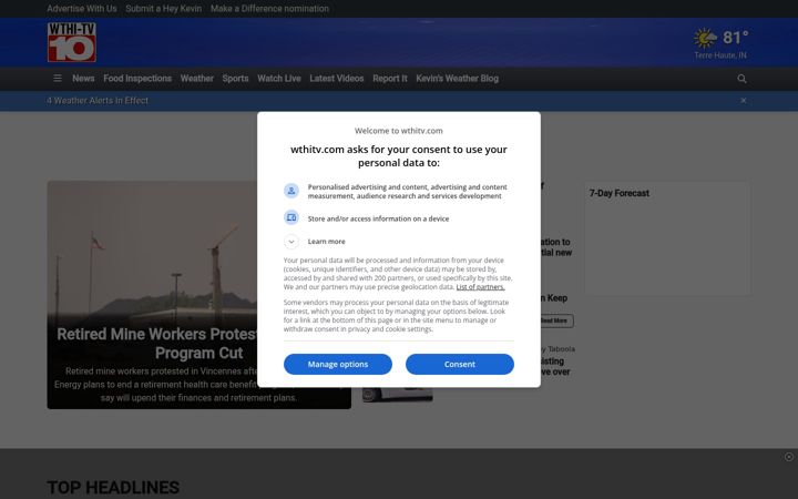 Screenshot of wthitv.com