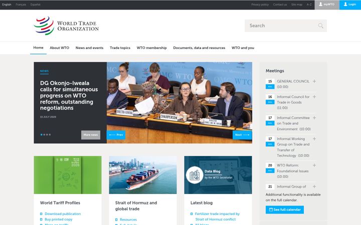Captura de pantalla de wto.org