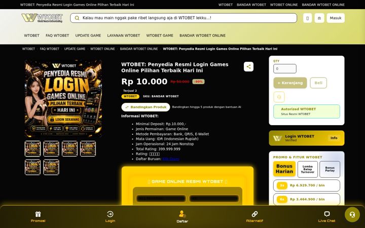 Screenshot of wtobet.com