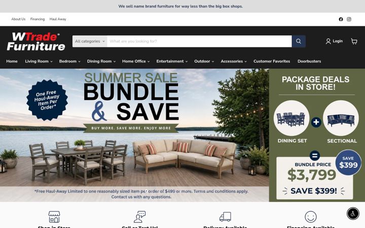 Screenshot of wtradefurniture.com