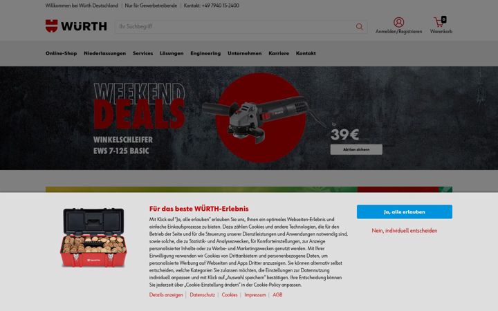 Ekraanipilt saidist wuerth.de