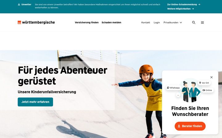 Screenshot of wuerttembergische.de