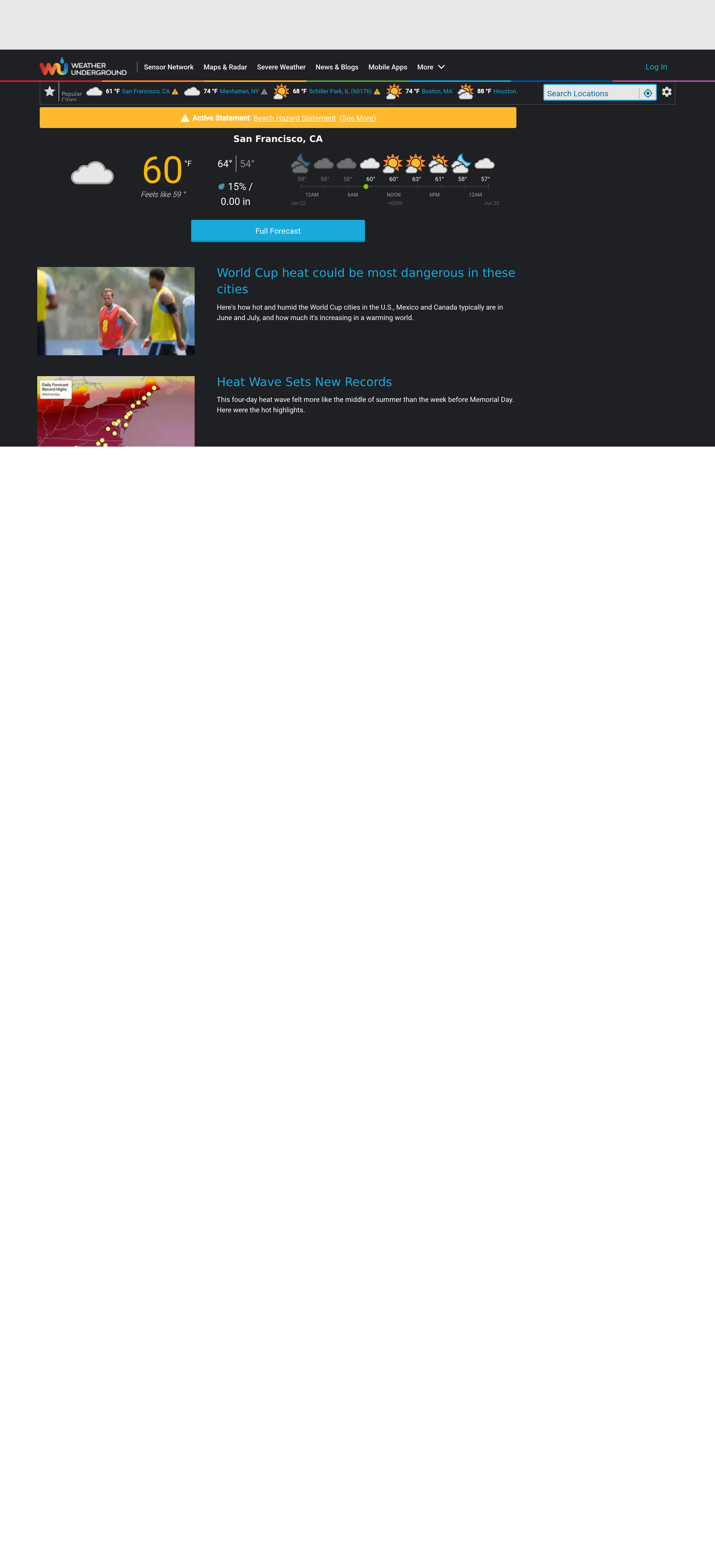Screenshot of wunderground.com