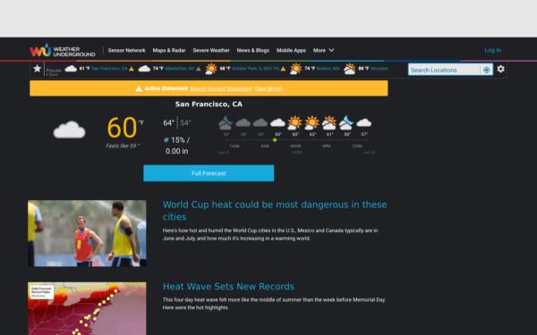Screenshot of wunderground.com