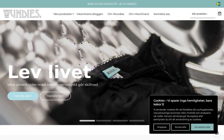 Posnetek zaslona wundies.se