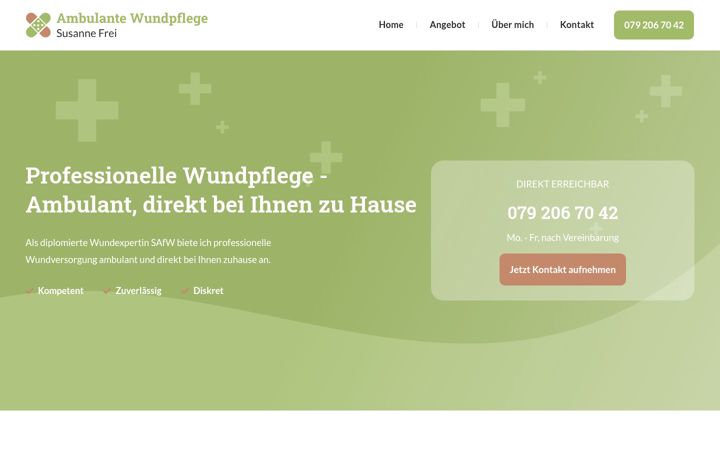 Captură de ecran a wundpflege-ambulant.ch