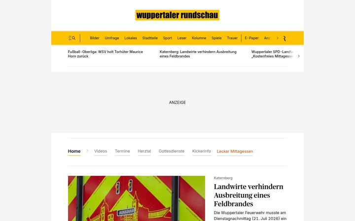 Screenshot of wuppertaler-rundschau.de