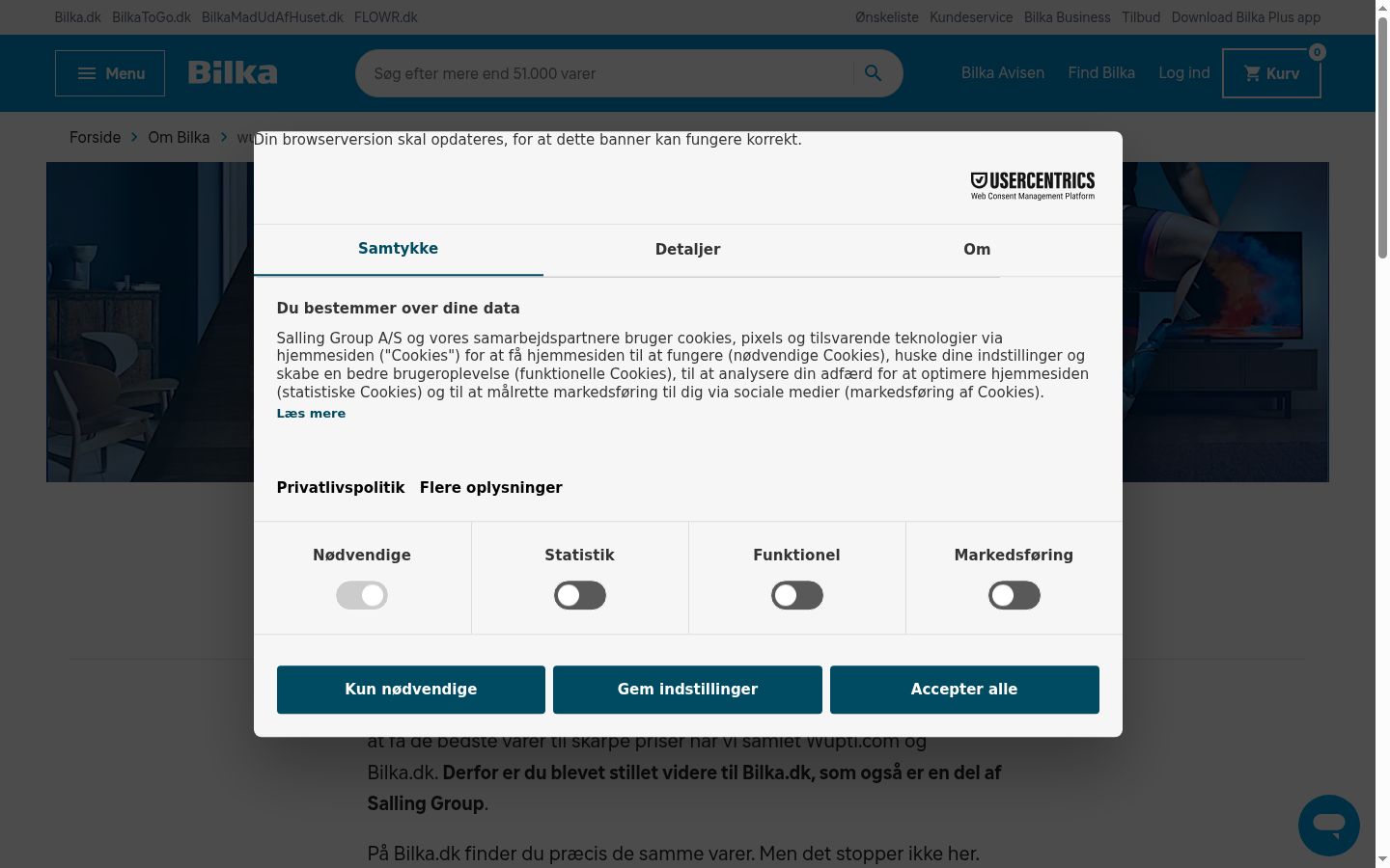 Screenshot of the consent banner shown before any interaction