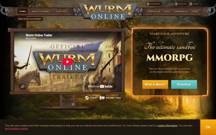 Screenshot of wurmonline.com
