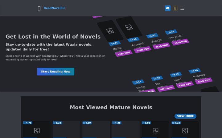 Screenshot of wuxiaworld.eu