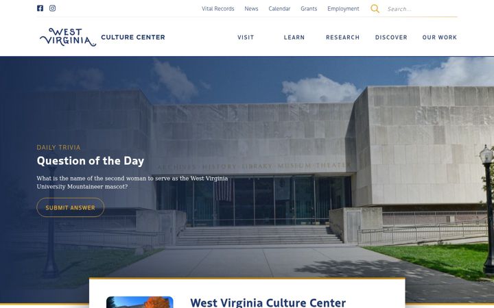 Screenshot of wvculture.org