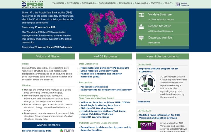 Screenshot of wwpdb.org