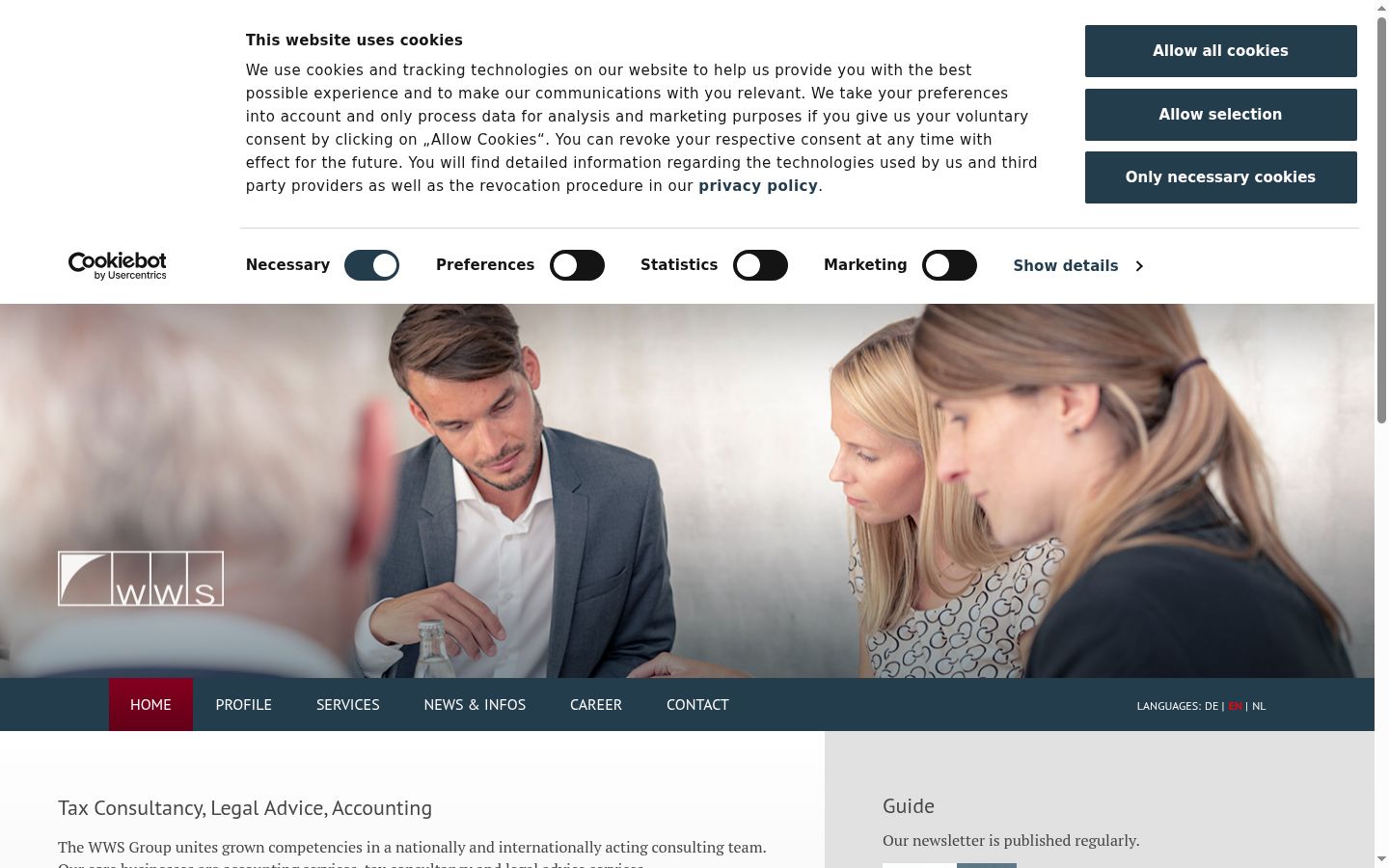 Screenshot des Einwilligungsbanners vor jeglicher Interaktion