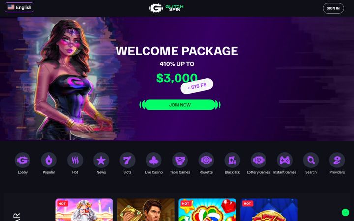Screenshot of wwwglitchspin.com