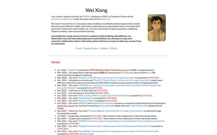 Screenshot of wxiong.me