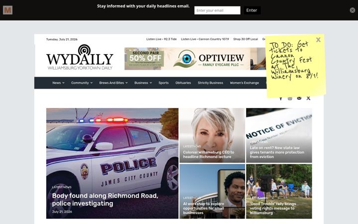 Screenshot van wydaily.com
