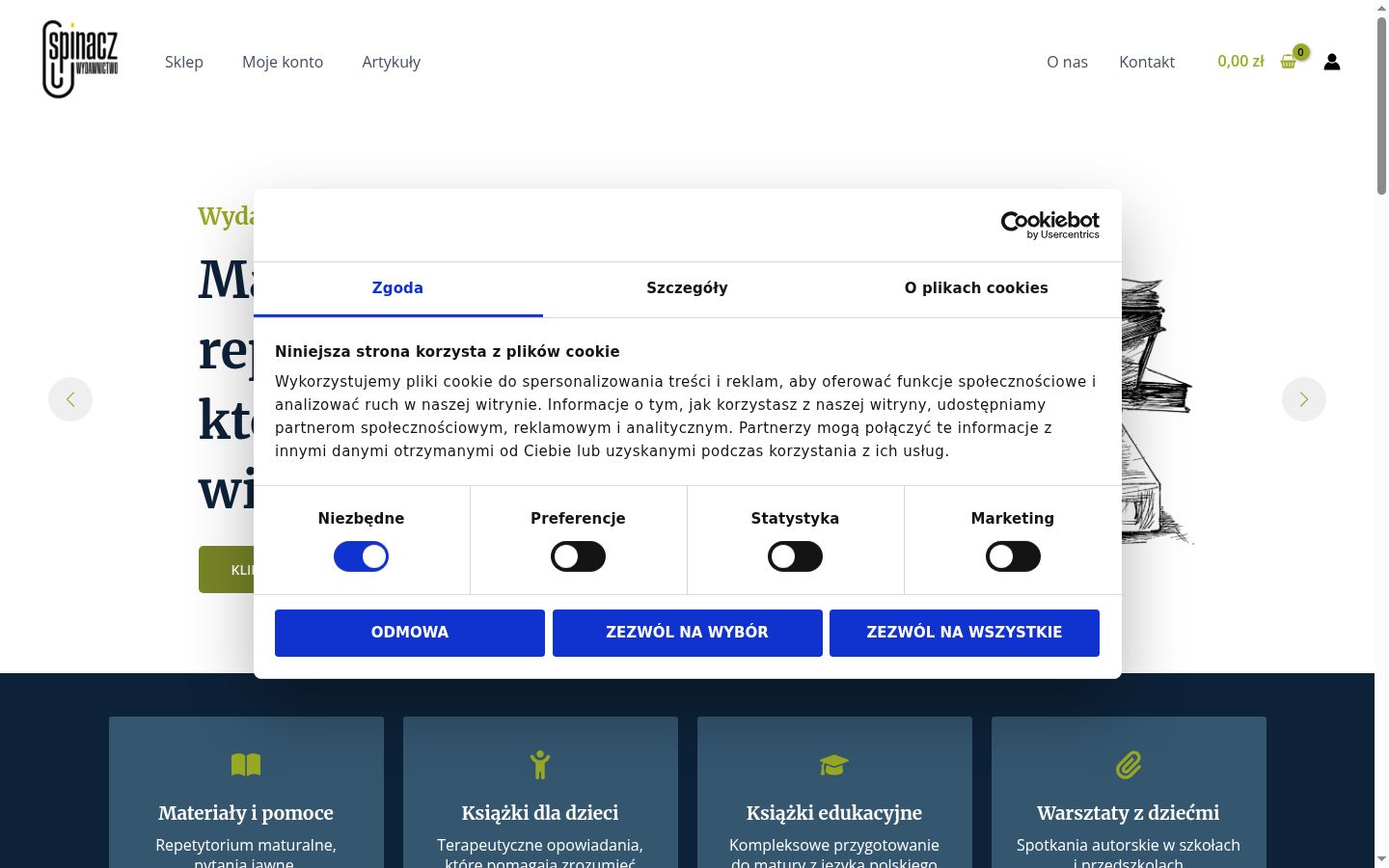 Zrzut ekranu banera zgody wyświetlanego przed jakąkolwiek interakcją