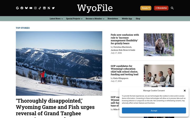 Screenshot of wyofile.com
