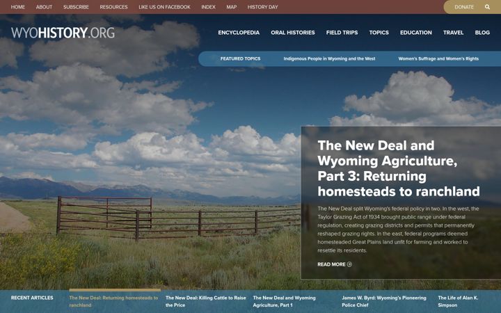 Screenshot of wyohistory.org