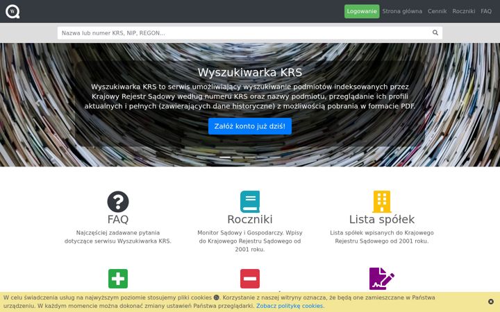 Screenshot of wyszukiwarkakrs.pl