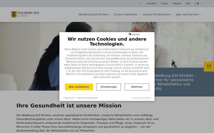 Screenshot of wz-kliniken.de