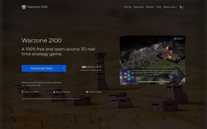 Screenshot of wz2100.net