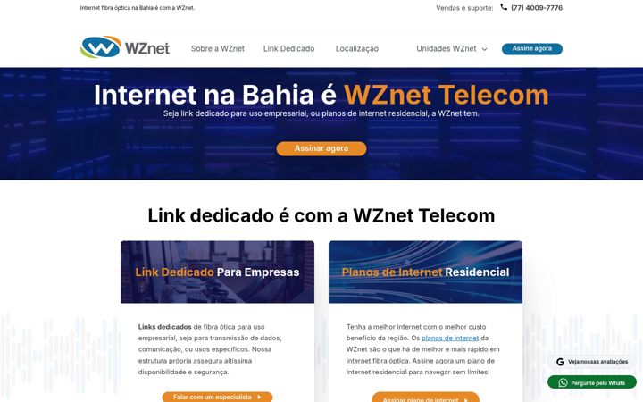 Screenshot of wznet.com.br