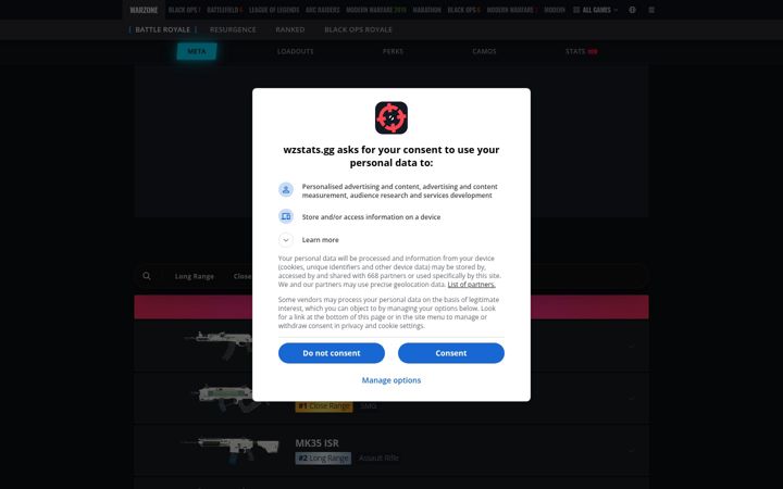 Screenshot of wzstats.gg