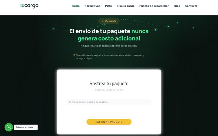 Snímek obrazovky x-cargo.co