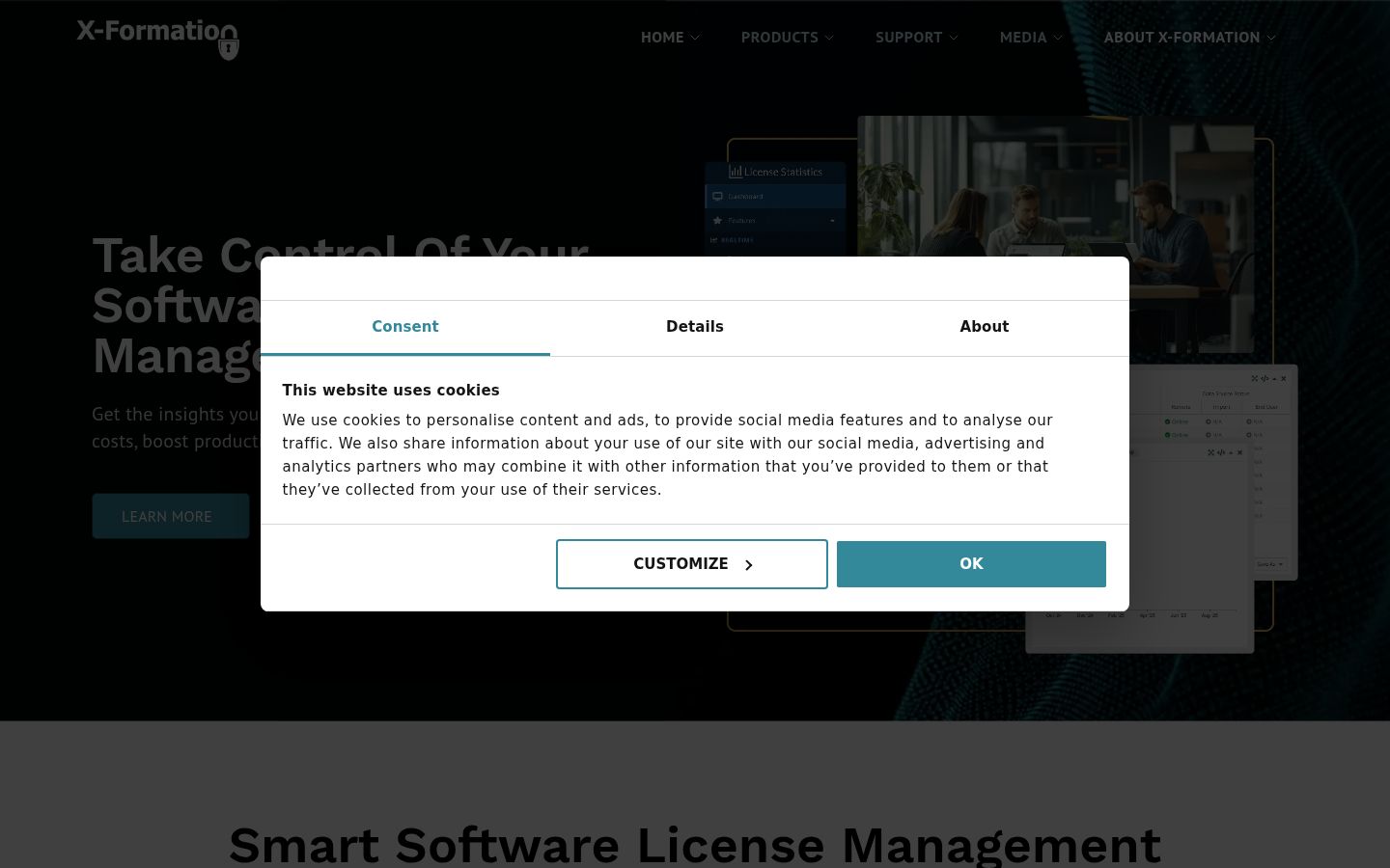Screenshot of the consent banner shown before any interaction