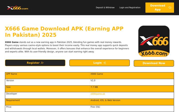 Ekraanipilt saidist x666game.pk