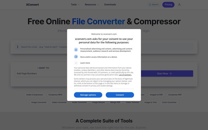 Screenshot of xconvert.com
