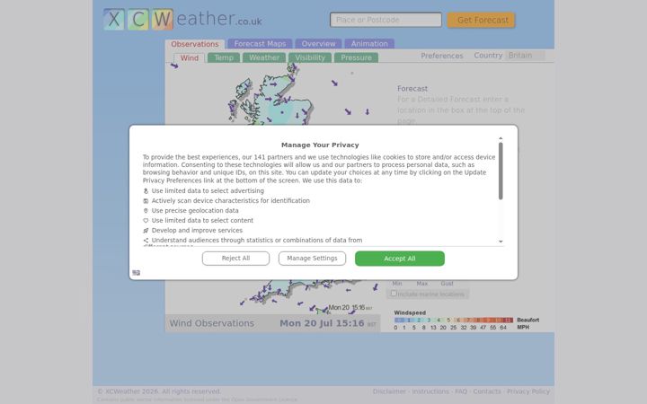 Screenshot of xcweather.co.uk