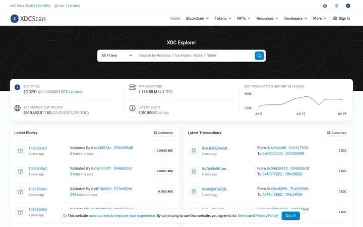 Screenshot di xdcscan.com