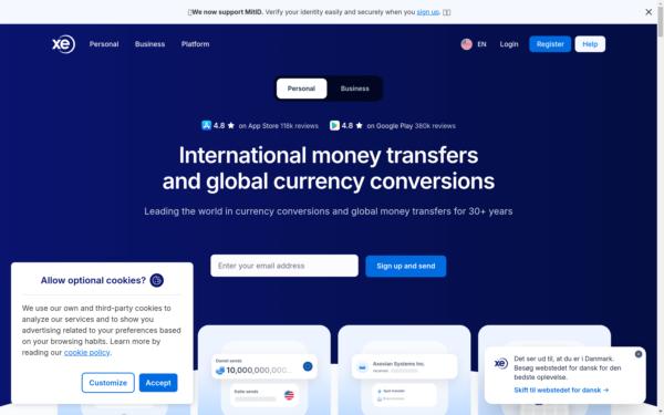 Screenshot of xe.com