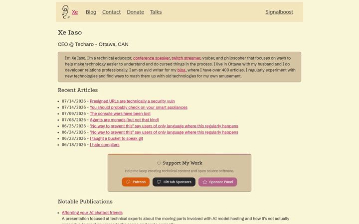 Screenshot of xeiaso.net