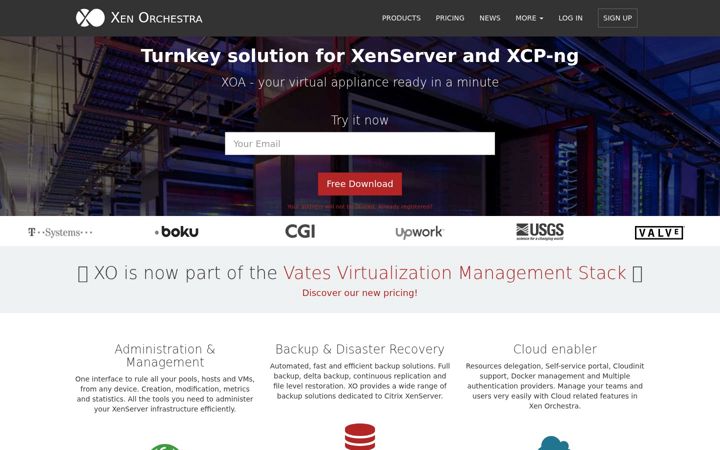 Screenshot of xen-orchestra.com