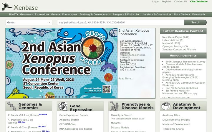 Screenshot of xenbase.org